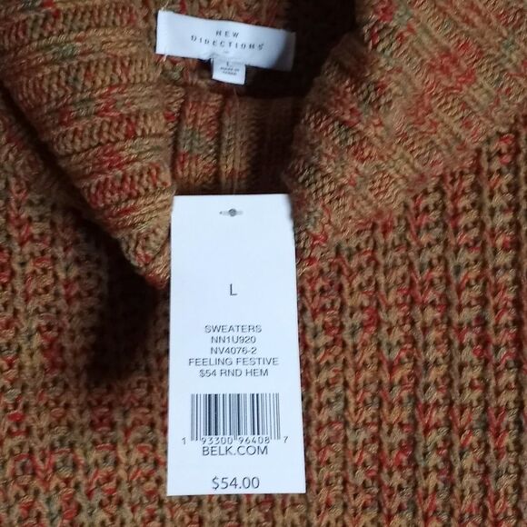 New Directions Women's Knit Scoop Neck Multi Color Long Sleeve Western Sweater L - Picture 12 of 12